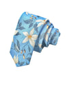 Blue Floral Skinny Tie (FREESIA) 2.36” Flowers