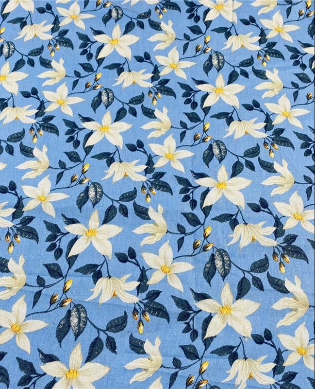 Blue Floral Skinny Tie (FREESIA) 2.36” Flowers - Mytieshop