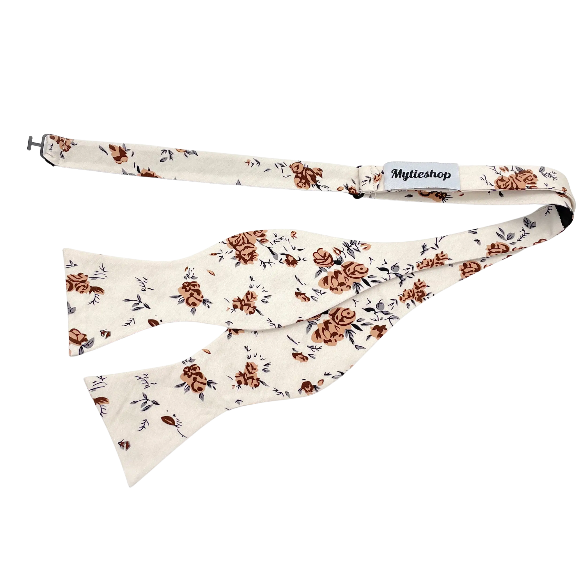 Beige Floral Bow Tie Self Tie with Brown Flowers for Men-Beige Floral Bow Tie Self Tie with Brown Flowers for Men Great for Weddings. 100% Linen Handmade Adjustable to fit most neck sizes 13 3/4&quot; - 18&quot; Beige in color Great for: Groom Groomsmen Wedding Shoots Formal Prom Fancy Parties Gifts and presents Beige floral tie self tie. Oatmeal. Beige. Champagne color theme. Monochromatic. Fall weddings. Ties. Tie. Groomsmen ideas colors. Beige and Brown Floral Bow Tie for weddings groom Beige Self tie 
