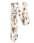 Beige Floral Tie Skinny 2.36” (ERIC) - MYTIESHOP-Neckties-Beige floral tie skinny with brown flowers. Brown floral print neckties for wedding and groom. Anniversary gift ideas for spring weddings. ties in beige-Mytieshop. Skinny ties for weddings anniversaries. Father of bride. Groomsmen. Cool skinny neckties for men. Neckwear for prom, missions and fancy events. Gift ideas for men. Anniversaries ideas. Wedding aesthetics. Flower ties. Dry flower ties.