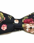 Black Floral Bow Tie (Pretied) JAKE-Black Floral Bow Tie Jake / James Floral Bow tie pretied Strap is 32CM Long (10-18 Inches)Material: LinenSpecifications: 11CM * 6CM Base Color: Black Great for: Groom Groomsmen Wedding Shoots Formal Prom Fancy Parties Gifts and presents-Mytieshop