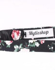 Black Floral Bow Tie Self Tie - DAN - MYTIESHOP-Black Floral Bow Tie Self Tie 100% Cotton Flannel Handmade Adjustable to fit most neck sizes 13 3/4" - 18" Color: Black Bow Tie Great for Prom Dinners Interviews Photo shoots Photo sessions Dates Groom to stand out between his Groomsmen pair them up with neckties while he wears the bow tie. Floral self tie bow tie for weddings and events. Great anniversary present and gift. Also great gift for the groom and his groomsmen to wear at the wedding, and