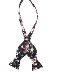 Black Floral Bow Tie Self Tie - DAN - MYTIESHOP-Black Floral Bow Tie Self Tie 100% Cotton Flannel Handmade Adjustable to fit most neck sizes 13 3/4" - 18" Color: Black Bow Tie Great for Prom Dinners Interviews Photo shoots Photo sessions Dates Groom to stand out between his Groomsmen pair them up with neckties while he wears the bow tie. Floral self tie bow tie for weddings and events. Great anniversary present and gift. Also great gift for the groom and his groomsmen to wear at the wedding, and