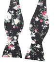 Black Floral Bow Tie Self Tie - DAN - MYTIESHOP-Black Floral Bow Tie Self Tie 100% Cotton Flannel Handmade Adjustable to fit most neck sizes 13 3/4" - 18" Color: Black Bow Tie Great for Prom Dinners Interviews Photo shoots Photo sessions Dates Groom to stand out between his Groomsmen pair them up with neckties while he wears the bow tie. Floral self tie bow tie for weddings and events. Great anniversary present and gift. Also great gift for the groom and his groomsmen to wear at the wedding, and