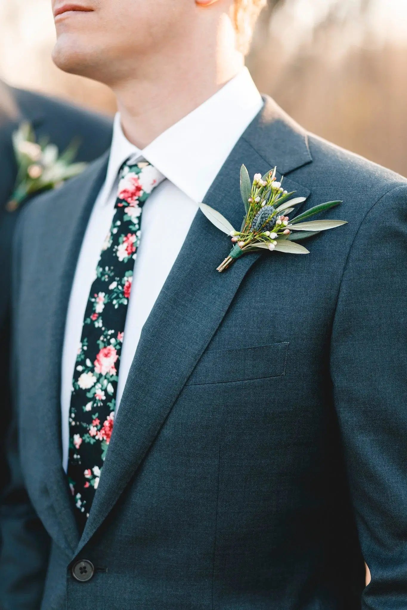 Black Floral Skinny Tie 2.36” DAN - MYTIESHOP