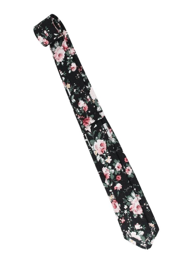 Black Floral Skinny Tie 2.36” DAN - MYTIESHOP-Neckties-Black Floral Skinny Tie Show your style and sophistication with this DAN Black Floral Skinny Tie. Ideal for a groom's wedding day, or as a sharp addition-Mytieshop. Skinny ties for weddings anniversaries. Father of bride. Groomsmen. Cool skinny neckties for men. Neckwear for prom, missions and fancy events. Gift ideas for men. Anniversaries ideas. Wedding aesthetics. Flower ties. Dry flower ties.