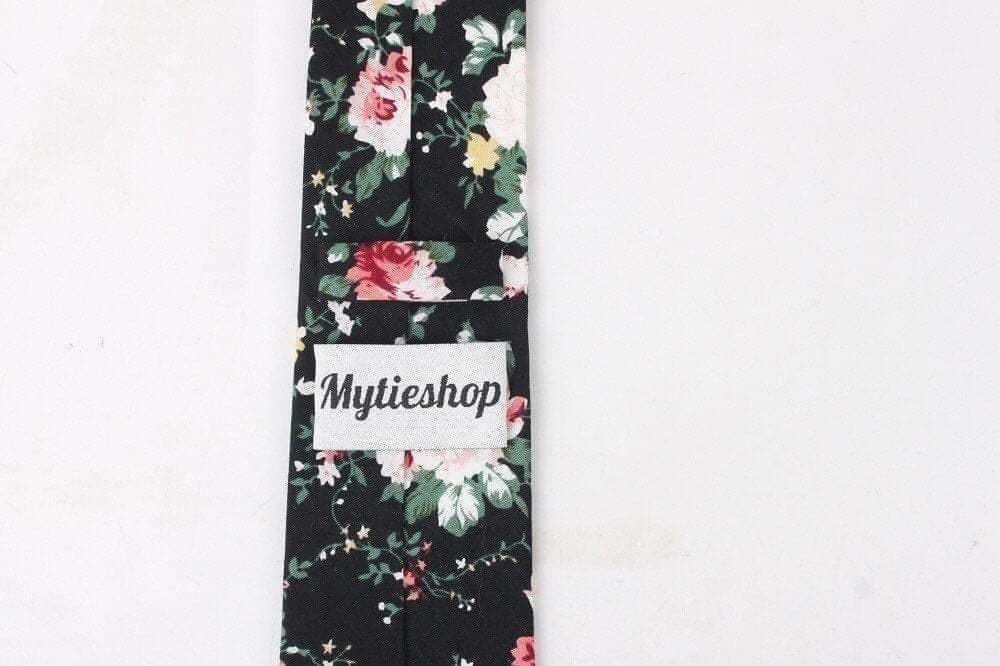 Black Floral Skinny Tie 2.36” DAN - MYTIESHOP-Neckties-Black Floral Skinny Tie Show your style and sophistication with this DAN Black Floral Skinny Tie. Ideal for a groom's wedding day, or as a sharp addition-Mytieshop. Skinny ties for weddings anniversaries. Father of bride. Groomsmen. Cool skinny neckties for men. Neckwear for prom, missions and fancy events. Gift ideas for men. Anniversaries ideas. Wedding aesthetics. Flower ties. Dry flower ties.