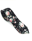 Black Floral Skinny Tie 2.36” DAN - MYTIESHOP-Neckties-Black Floral Skinny Tie Show your style and sophistication with this DAN Black Floral Skinny Tie. Ideal for a groom's wedding day, or as a sharp addition-Mytieshop. Skinny ties for weddings anniversaries. Father of bride. Groomsmen. Cool skinny neckties for men. Neckwear for prom, missions and fancy events. Gift ideas for men. Anniversaries ideas. Wedding aesthetics. Flower ties. Dry flower ties.