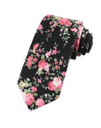 Black Floral Tie 2.36" JOE - MYTIESHOP-Neckties-Black Floral Tie for weddings and events, great for prom and anniversary gifts. Mens floral ties near me us ties tie shops cool ties skinny tie Cotton-Mytieshop. Skinny ties for weddings anniversaries. Father of bride. Groomsmen. Cool skinny neckties for men. Neckwear for prom, missions and fancy events. Gift ideas for men. Anniversaries ideas. Wedding aesthetics. Flower ties. Dry flower ties.