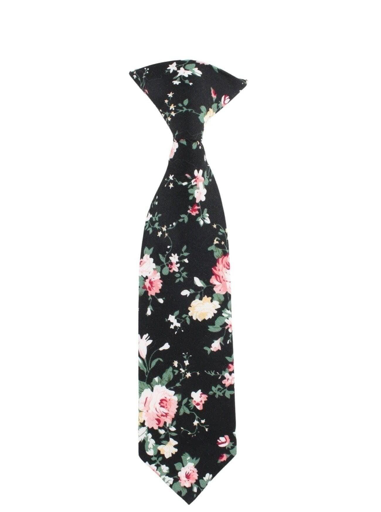 Black Floral Tie for kids, clip on tie for children kids teens DAN MYTIESHOP-Black Floral Tie for kids Material:Cotton Blend Approx Size: Max width: 6.5 cm / 2.4 inches 9-24 months 26 CM2-5 years 31 CM9-11 Years 43 CM Color: Black Great for: Prom Dinners Interviews Photo shoots Photo sessions Dates Engagement pictures Western weddings Floral Cotton necktie for babies and kids for weddings and events. Great anniversary present and gift. Also great gift for the groom and his groomsmen to wear at t