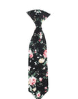 Black Floral Tie for kids, clip on tie for children kids teens DAN MYTIESHOP-Black Floral Tie for kids Material:Cotton Blend Approx Size: Max width: 6.5 cm / 2.4 inches 9-24 months 26 CM2-5 years 31 CM9-11 Years 43 CM Color: Black Great for: Prom Dinners Interviews Photo shoots Photo sessions Dates Engagement pictures Western weddings Floral Cotton necktie for babies and kids for weddings and events. Great anniversary present and gift. Also great gift for the groom and his groomsmen to wear at t