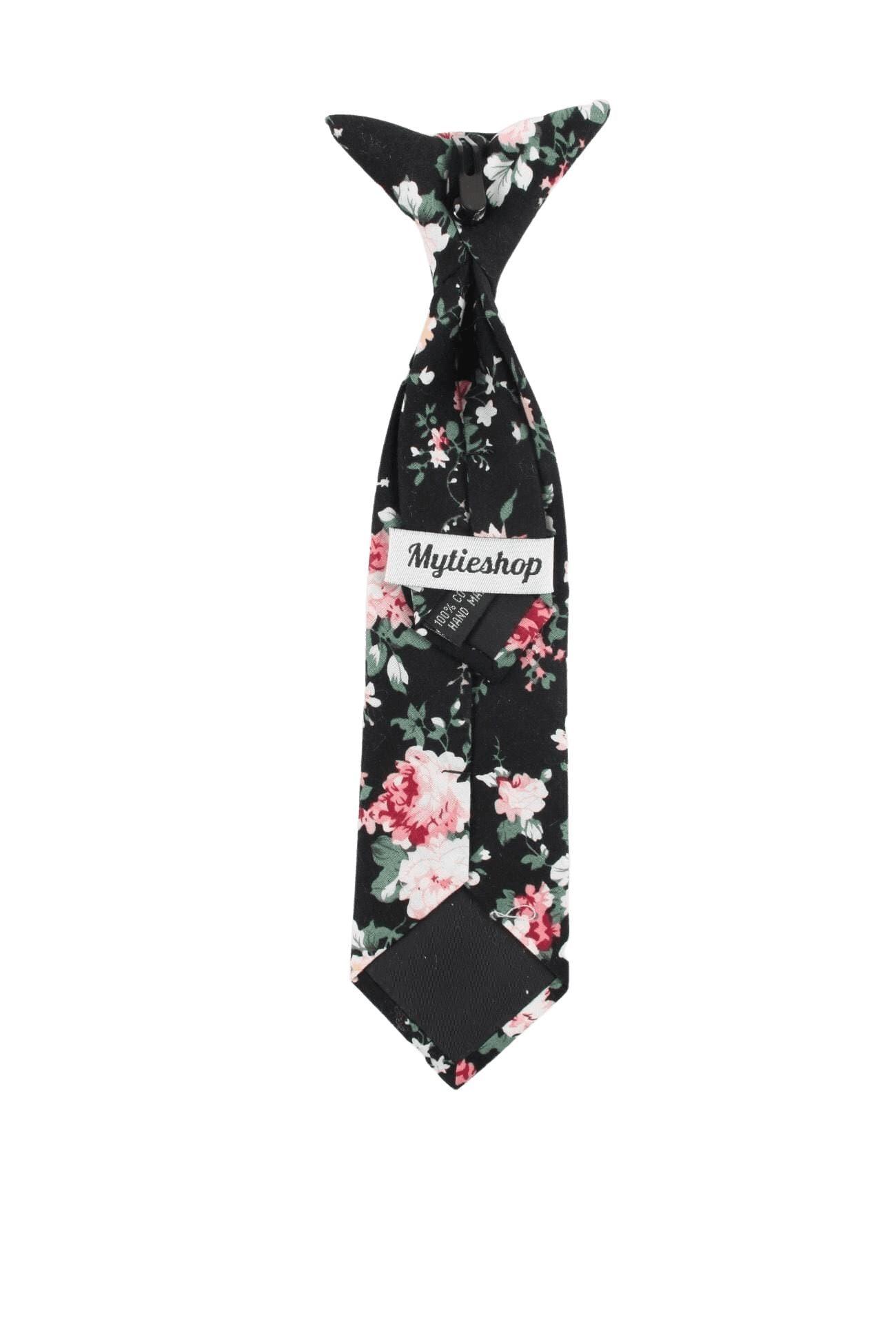 Black Floral Tie for kids, clip on tie for children kids teens DAN MYTIESHOP-Black Floral Tie for kids Material:Cotton Blend Approx Size: Max width: 6.5 cm / 2.4 inches 9-24 months 26 CM2-5 years 31 CM9-11 Years 43 CM Color: Black Great for: Prom Dinners Interviews Photo shoots Photo sessions Dates Engagement pictures Western weddings Floral Cotton necktie for babies and kids for weddings and events. Great anniversary present and gift. Also great gift for the groom and his groomsmen to wear at t