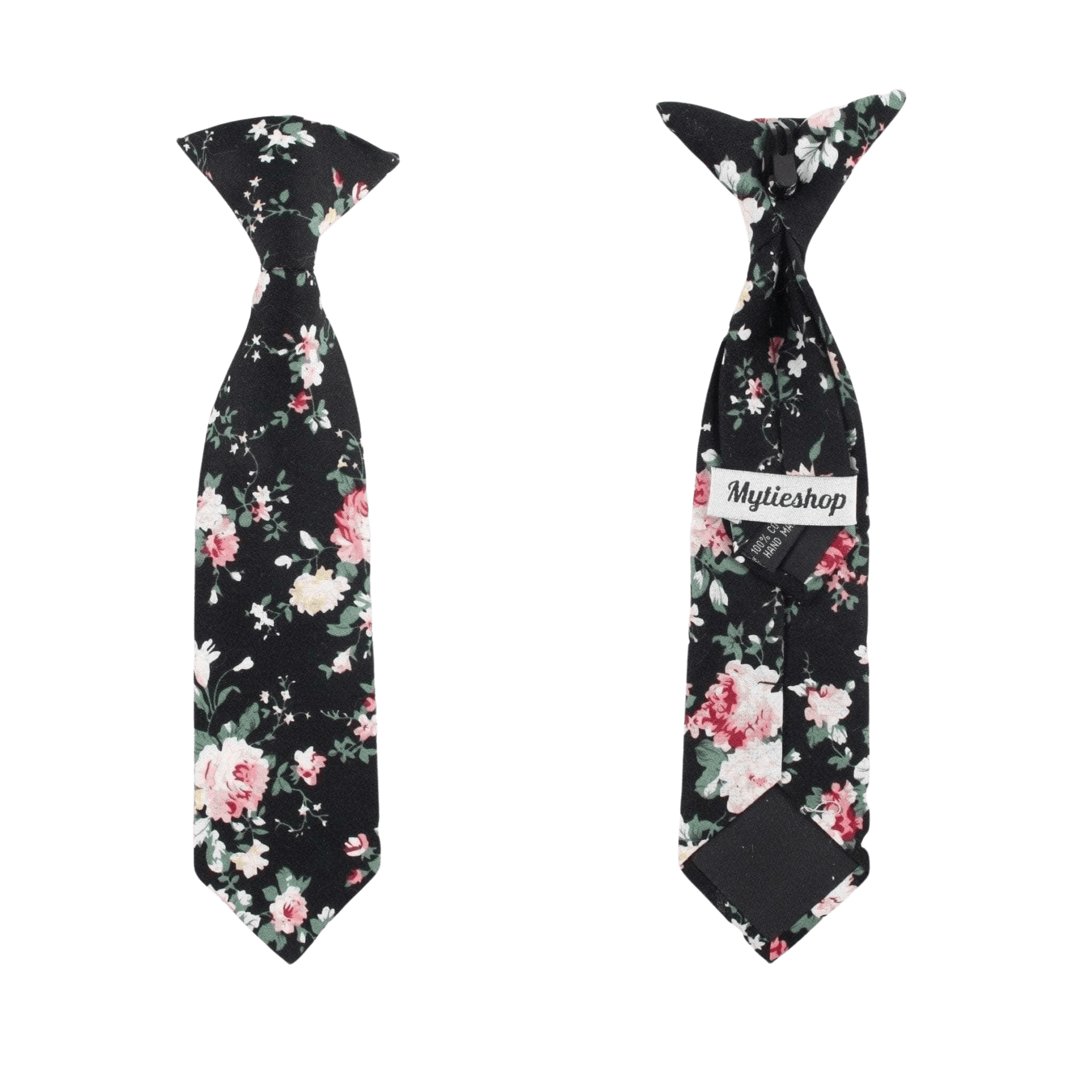 Black Floral Tie for kids, clip on tie for children kids teens DAN MYTIESHOP-Black Floral Tie for kids Material:Cotton Blend Approx Size: Max width: 6.5 cm / 2.4 inches 9-24 months 26 CM2-5 years 31 CM9-11 Years 43 CM Color: Black Great for: Prom Dinners Interviews Photo shoots Photo sessions Dates Engagement pictures Western weddings Floral Cotton necktie for babies and kids for weddings and events. Great anniversary present and gift. Also great gift for the groom and his groomsmen to wear at t
