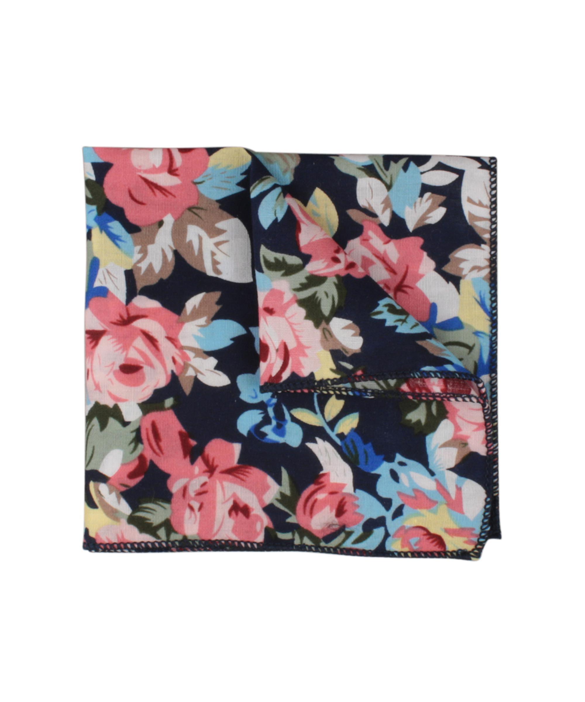 Blue Floral Pocket Square STELLA MYTIESHOP Navy Handkerchief Mytieshop Blue Floral Pocket Square Material CottonItem Length: 23 cm ( 9 inches)Item Width : 22 cm (8.6 inches) Color: Dark Blue Great for: Groom Groomsmen Wedding Shoots Formal Prom Fancy Parties Gifts and presents