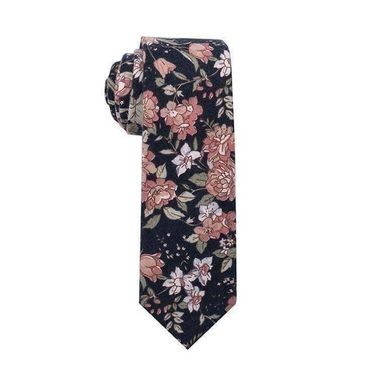 Blue Floral Skinny Tie 2.36” ASPEN - MYTIESHOP-Neckties-Blue Floral Skinny Tie with green and pink flowers. Floral print neckties for weddings and groomsmen attire. Wedding ties, skinny ties. Blue skinny tie.-Mytieshop. Skinny ties for weddings anniversaries. Father of bride. Groomsmen. Cool skinny neckties for men. Neckwear for prom, missions and fancy events. Gift ideas for men. Anniversaries ideas. Wedding aesthetics. Flower ties. Dry flower ties.