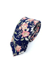 Blue Floral Skinny Tie 2.36” ASPEN - MYTIESHOP-Neckties-Blue Floral Skinny Tie with green and pink flowers. Floral print neckties for weddings and groomsmen attire. Wedding ties, skinny ties. Blue skinny tie.-Mytieshop. Skinny ties for weddings anniversaries. Father of bride. Groomsmen. Cool skinny neckties for men. Neckwear for prom, missions and fancy events. Gift ideas for men. Anniversaries ideas. Wedding aesthetics. Flower ties. Dry flower ties.