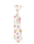 Boys White and Pink Floral Clip On Tie BENJAMIN MYTIESHOP-Boys White and Pink Floral Clip On Tie Material:Cotton Blend Approx Size: Max width: 6.5 cm / 2.4 inches 9-24 months 26 CM2-5 years 31 CM9-11 Years 43 CM Base Color: White Great for: Ring Bearers Weddings Photos-Mytieshop