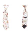 Boys White and Pink Floral Clip On Tie BENJAMIN MYTIESHOP-Boys White and Pink Floral Clip On Tie Material:Cotton Blend Approx Size: Max width: 6.5 cm / 2.4 inches 9-24 months 26 CM2-5 years 31 CM9-11 Years 43 CM Base Color: White Great for: Ring Bearers Weddings Photos-Mytieshop