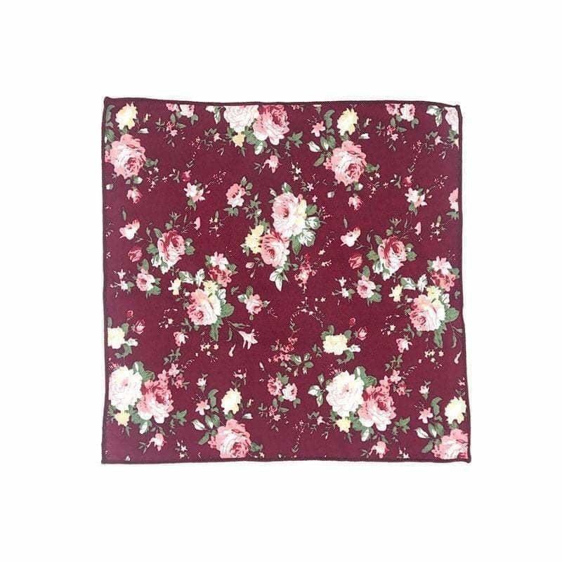 Burgundy Floral Pocket Square WESLEY MYTIESHOP Mytieshop Burgundy Floral Pocket Square Material Cotton Item Length: 23 cm ( 9 inches)Item Width : 22 cm (8.6 inches) Necktie Bow Tie Matching Clip on Ties for kids Matching Baby Bow Tie Color: Burgundy A dashing addition to any outfit. This burgundy floral pocket square is the perfect way to add a touch of personality to any outfit. Whether you&#39;re dressing up for a formal event or just want to look sharp for a day out, this pocket square is a great