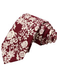 Burgundy Floral Tie 2.36" ELI - MYTIESHOP-Neckties-Burgundy Floral Tie Men’s Floral Necktie for weddings and events, great for prom and anniversary gifts. Mens floral ties near me us ties tie shops-Mytieshop. Skinny ties for weddings anniversaries. Father of bride. Groomsmen. Cool skinny neckties for men. Neckwear for prom, missions and fancy events. Gift ideas for men. Anniversaries ideas. Wedding aesthetics. Flower ties. Dry flower ties.
