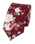 Burgundy Floral Tie for Weddings and Groom WESLEY MYTIESHOP-Neckties-Burgundy Floral Skinny Tie WESLEY wedding and events. Burgundy Base with Green and pink Flowers. great for the groom and his groomsmen. Prom elopements-Mytieshop. Skinny ties for weddings anniversaries. Father of bride. Groomsmen. Cool skinny neckties for men. Neckwear for prom, missions and fancy events. Gift ideas for men. Anniversaries ideas. Wedding aesthetics. Flower ties. Dry flower ties.
