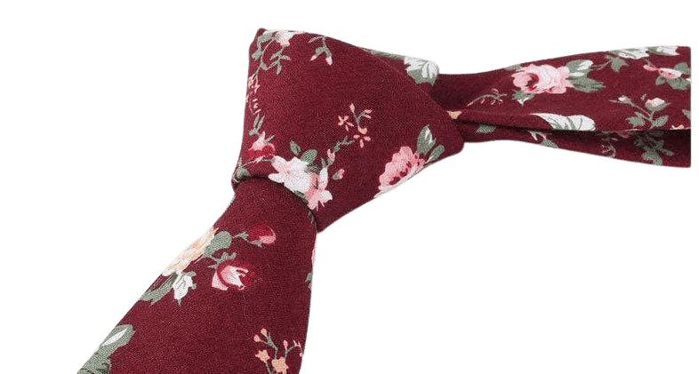 Burgundy Floral Tie for Weddings and Groom WESLEY MYTIESHOP-Neckties-Burgundy Floral Skinny Tie WESLEY wedding and events. Burgundy Base with Green and pink Flowers. great for the groom and his groomsmen. Prom elopements-Mytieshop. Skinny ties for weddings anniversaries. Father of bride. Groomsmen. Cool skinny neckties for men. Neckwear for prom, missions and fancy events. Gift ideas for men. Anniversaries ideas. Wedding aesthetics. Flower ties. Dry flower ties.