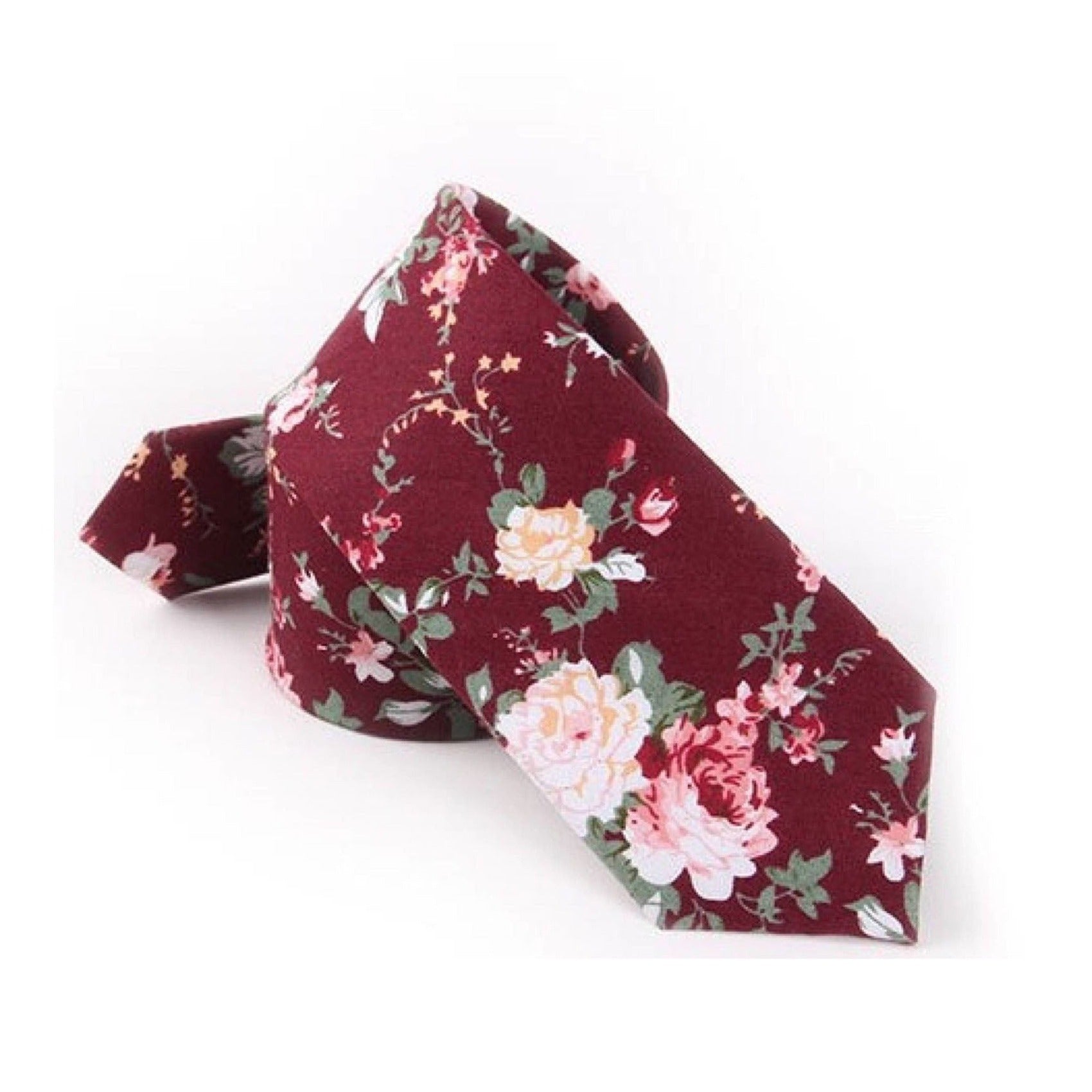 Burgundy Floral Tie for Weddings and Groom WESLEY MYTIESHOP-Neckties-Burgundy Floral Skinny Tie WESLEY wedding and events. Burgundy Base with Green and pink Flowers. great for the groom and his groomsmen. Prom elopements-Mytieshop. Skinny ties for weddings anniversaries. Father of bride. Groomsmen. Cool skinny neckties for men. Neckwear for prom, missions and fancy events. Gift ideas for men. Anniversaries ideas. Wedding aesthetics. Flower ties. Dry flower ties.