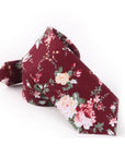 Burgundy Floral Tie for Weddings and Groom WESLEY MYTIESHOP-Neckties-Burgundy Floral Skinny Tie WESLEY wedding and events. Burgundy Base with Green and pink Flowers. great for the groom and his groomsmen. Prom elopements-Mytieshop. Skinny ties for weddings anniversaries. Father of bride. Groomsmen. Cool skinny neckties for men. Neckwear for prom, missions and fancy events. Gift ideas for men. Anniversaries ideas. Wedding aesthetics. Flower ties. Dry flower ties.