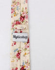 Cream Floral Skinny Tie 2.36" JONAH-Neckties-Cream Floral Skinny Tie for weddings and events, great for prom and anniversary gifts. Mens floral ties near me us ties tie shops cool ties-Mytieshop. Skinny ties for weddings anniversaries. Father of bride. Groomsmen. Cool skinny neckties for men. Neckwear for prom, missions and fancy events. Gift ideas for men. Anniversaries ideas. Wedding aesthetics. Flower ties. Dry flower ties.