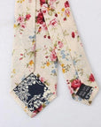 Cream Floral Skinny Tie 2.36" JONAH-Neckties-Cream Floral Skinny Tie for weddings and events, great for prom and anniversary gifts. Mens floral ties near me us ties tie shops cool ties-Mytieshop. Skinny ties for weddings anniversaries. Father of bride. Groomsmen. Cool skinny neckties for men. Neckwear for prom, missions and fancy events. Gift ideas for men. Anniversaries ideas. Wedding aesthetics. Flower ties. Dry flower ties.