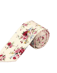 Cream Floral Skinny Tie 2.36" JONAH-Neckties-Cream Floral Skinny Tie for weddings and events, great for prom and anniversary gifts. Mens floral ties near me us ties tie shops cool ties-Mytieshop. Skinny ties for weddings anniversaries. Father of bride. Groomsmen. Cool skinny neckties for men. Neckwear for prom, missions and fancy events. Gift ideas for men. Anniversaries ideas. Wedding aesthetics. Flower ties. Dry flower ties.