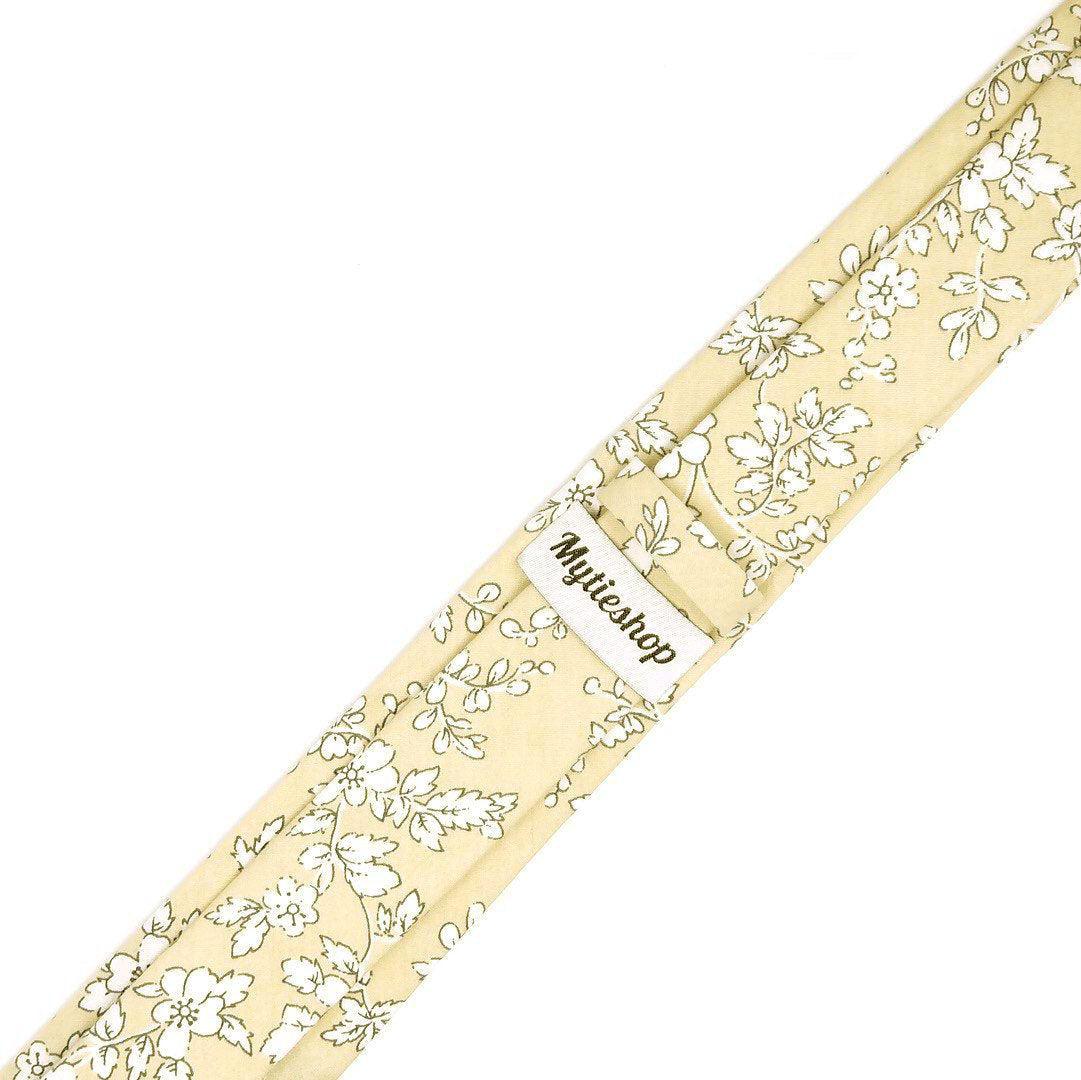 Cream Floral Tie Skinny 2.36” OTIS Offwhite skinny tie