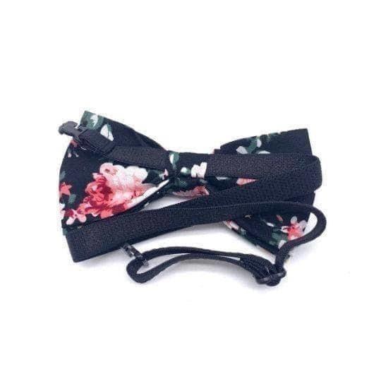 DAN Kids Black Floral Pre-Tied Bow Tie Mytieshop-DAN Kids Black Floral Pre-Tied Bow Tie Strap is adjustablePre-Tied bowtieBow Tie 10.5 * 6CMBase is black Great for: Weddings styled shoots groomsmen gifts prom formal events-Mytieshop