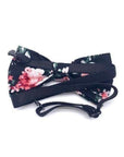 DAN Kids Black Floral Pre-Tied Bow Tie Mytieshop-DAN Kids Black Floral Pre-Tied Bow Tie Strap is adjustablePre-Tied bowtieBow Tie 10.5 * 6CMBase is black Great for: Weddings styled shoots groomsmen gifts prom formal events-Mytieshop