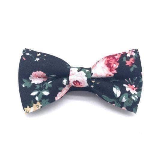 DAN Kids Black Floral Pre-Tied Bow Tie Mytieshop-DAN Kids Black Floral Pre-Tied Bow Tie Strap is adjustablePre-Tied bowtieBow Tie 10.5 * 6CMBase is black Great for: Weddings styled shoots groomsmen gifts prom formal events-Mytieshop