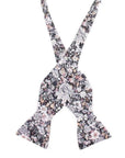 Gray Floral Bow Tie Self Ties GABE - MYTIESHOP | Gray floral print bow ties, flower bow ties wedding-Gray Floral Bow Tie Self Ties 100% Cotton Flannel Handmade Adjustable to fit most neck sizes 13 3/4" - 18" Color: Black Great for Prom Dinners Interviews Photo shoots Photo sessions Dates Groom to stand out between his Groomsmen pair them up with neckties while he wears the bow tie. Floral self tie bow tie for weddings and events. Great anniversary present and gift. Also great gift for the groom
