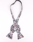 Gray Floral Bow Tie Self Ties GABE - MYTIESHOP | Gray floral print bow ties, flower bow ties wedding-Gray Floral Bow Tie Self Ties 100% Cotton Flannel Handmade Adjustable to fit most neck sizes 13 3/4" - 18" Color: Black Great for Prom Dinners Interviews Photo shoots Photo sessions Dates Groom to stand out between his Groomsmen pair them up with neckties while he wears the bow tie. Floral self tie bow tie for weddings and events. Great anniversary present and gift. Also great gift for the groom