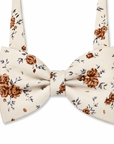 Beige Floral Bow Tie Self Tie with Brown Flowers for Men - Mytieshop