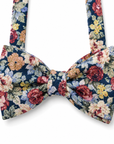Blue Floral Bow Tie Self Tie EVANDER - MYTIESHOP - Mytieshop