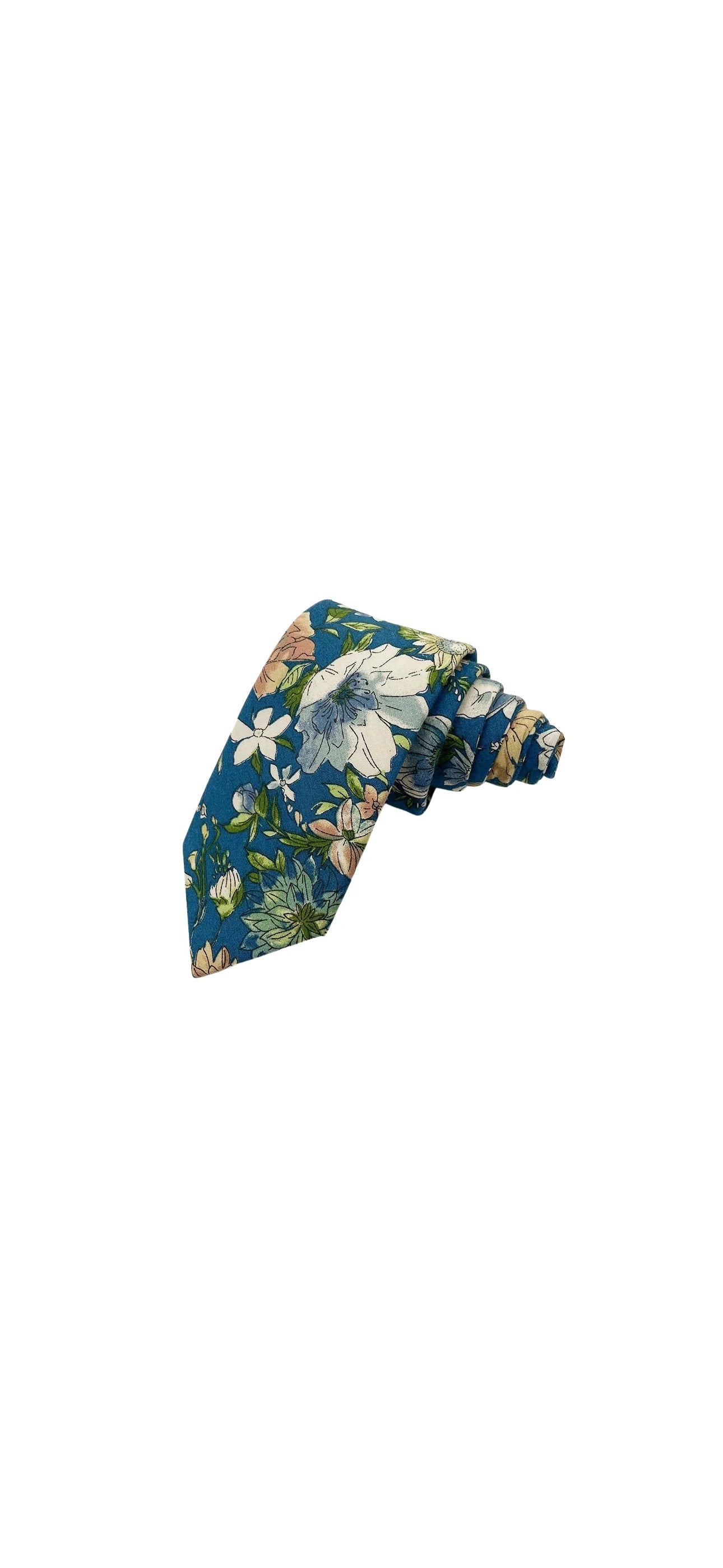 Blue Floral Skinny Tie 2.36" (SENIA)