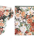 Orange PEACH Floral Tie and Pocket Square Bundle