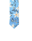 Blue Floral Tie Skinny with Flowers  Add a pop of personality to any formal outfit with this beige floral skinny tie. Made from high-quality materials, this tie is perfect for groomsmen, weddings, or any other formal occasion. The skinny design ensures a sleek and polished look, while the beige color and floral pattern add a touch of fun and flair. mytieshop