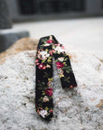 JAKE Floral Skinny Tie 2" (Linen) Black Floral Tie Mytieshop-Neckties-Black Floral tie for weddings and groomsmen groom. Black and pink floral print necktie skinny ties for men Linen tie. Flower ties ties burgundy floral print-Mytieshop. Skinny ties for weddings anniversaries. Father of bride. Groomsmen. Cool skinny neckties for men. Neckwear for prom, missions and fancy events. Gift ideas for men. Anniversaries ideas. Wedding aesthetics. Flower ties. Dry flower ties.