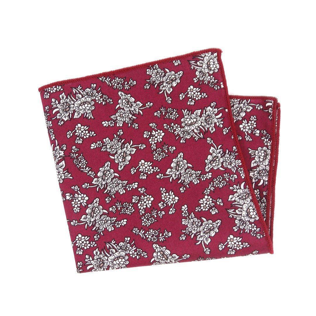 Maroon Floral Pocket Square PRESTON Mytieshop Material CottonItem Length: 23 cm ( 9 inches)Item Width : 22 cm (8.6 inches) Pocket square is burgundy Great for Weddings Events