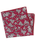 Maroon Floral Pocket Square PRESTON Mytieshop Material CottonItem Length: 23 cm ( 9 inches)Item Width : 22 cm (8.6 inches) Pocket square is burgundy Great for Weddings Events