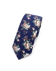 NAVY Floral Tie 2.36" LAKE - MYTIESHOP-Neckties-Navy Floral Skinny Tie Men’s Floral Necktie for weddings events, great for prom anniversary gifts. Groom groomsmen father of bride blue floral tie-Mytieshop. Skinny ties for weddings anniversaries. Father of bride. Groomsmen. Cool skinny neckties for men. Neckwear for prom, missions and fancy events. Gift ideas for men. Anniversaries ideas. Wedding aesthetics. Flower ties. Dry flower ties.
