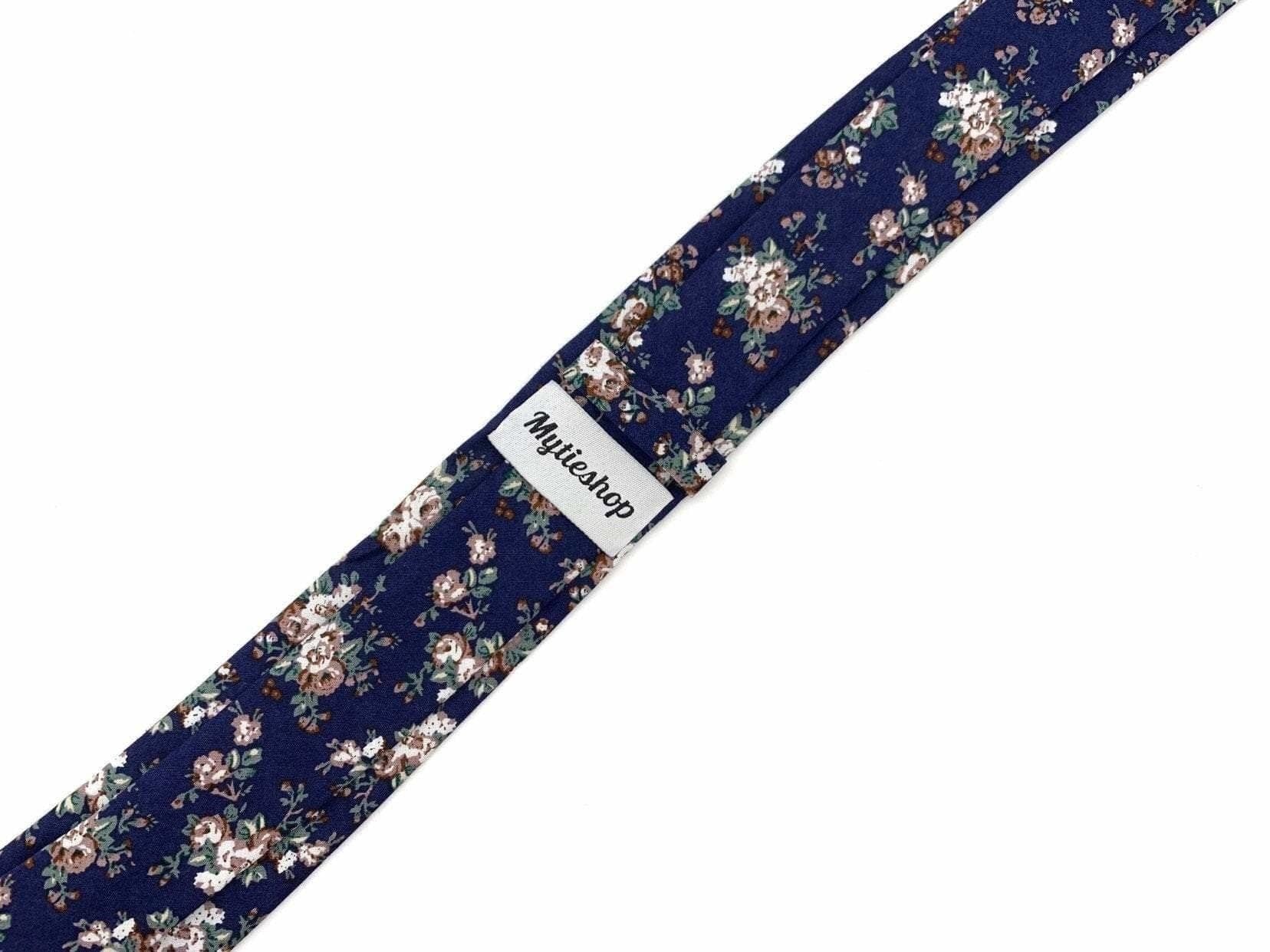NAVY Floral Tie 2.36" LAKE - MYTIESHOP-Neckties-Navy Floral Skinny Tie Men’s Floral Necktie for weddings events, great for prom anniversary gifts. Groom groomsmen father of bride blue floral tie-Mytieshop. Skinny ties for weddings anniversaries. Father of bride. Groomsmen. Cool skinny neckties for men. Neckwear for prom, missions and fancy events. Gift ideas for men. Anniversaries ideas. Wedding aesthetics. Flower ties. Dry flower ties.