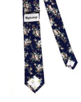 NAVY Floral Tie 2.36" LAKE - MYTIESHOP-Neckties-Navy Floral Skinny Tie Men’s Floral Necktie for weddings events, great for prom anniversary gifts. Groom groomsmen father of bride blue floral tie-Mytieshop. Skinny ties for weddings anniversaries. Father of bride. Groomsmen. Cool skinny neckties for men. Neckwear for prom, missions and fancy events. Gift ideas for men. Anniversaries ideas. Wedding aesthetics. Flower ties. Dry flower ties.