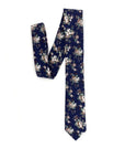 NAVY Floral Tie 2.36" LAKE - MYTIESHOP-Neckties-Navy Floral Skinny Tie Men’s Floral Necktie for weddings events, great for prom anniversary gifts. Groom groomsmen father of bride blue floral tie-Mytieshop. Skinny ties for weddings anniversaries. Father of bride. Groomsmen. Cool skinny neckties for men. Neckwear for prom, missions and fancy events. Gift ideas for men. Anniversaries ideas. Wedding aesthetics. Flower ties. Dry flower ties.