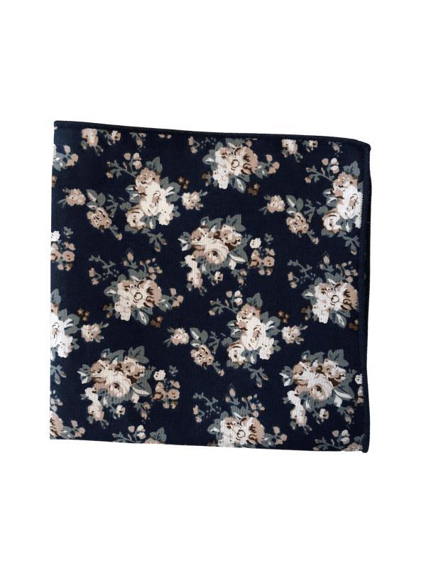 Navy Floral Pocket Square FINLEY - MYTIESHOP | Blue Floral print pocket square Mytieshop Navy Floral Pocket Square Material CottonItem Length: 23 cm ( 9 inches)Item Width : 22 cm (8.6 inches) Base Color: Navy Great for: Groom Groomsmen Wedding Shoots Formal Prom Fancy Parties Gifts and presents